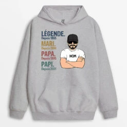 Sweat à Capuche Légende, Vintage Papa Papi Personnalisé -Cadeau Plus 0004HFR2 cadeau Personalisable SweataCapuche homme papa papi texte