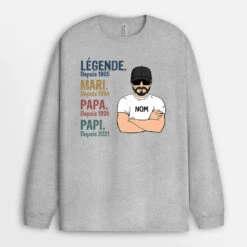 Manches Longues Légende, Vintage Papa Papi Personnalisé -Cadeau Plus 0004NFR2 cadeau Personalisable ManchesLongues homme papa papi texte