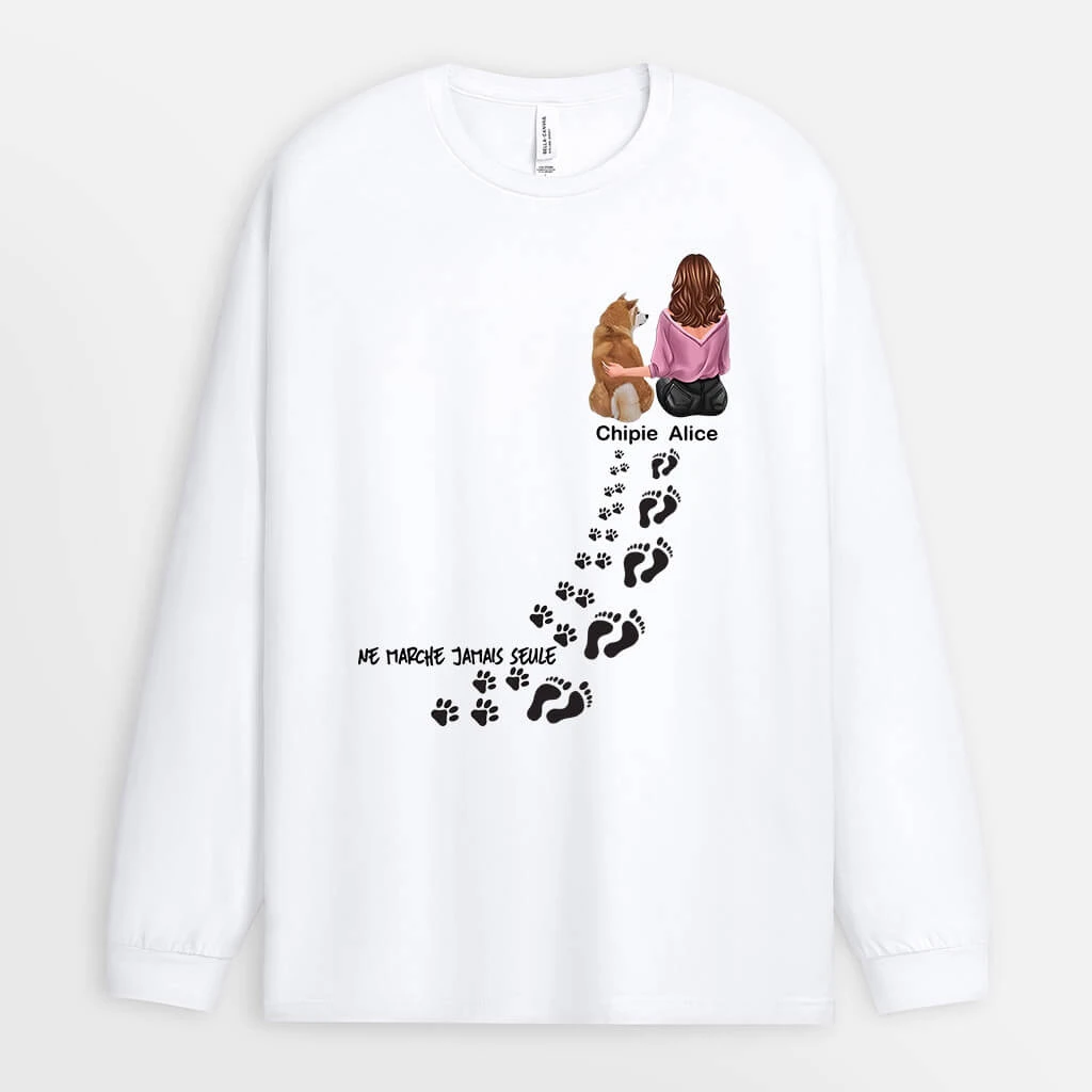 Manches Longues Maman Chien Ne Marche Jamais Seule Personnalisé 4 Manches Longues Maman Chien Ne Marche Jamais Seule Personnalisé – Image 2