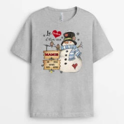 T-shirt Le Bonheur D'être Maman Mamie Bonhommes De Neige Clair Personnalisé