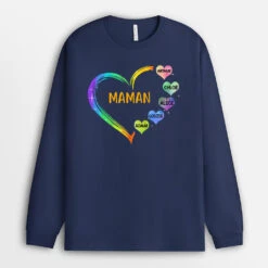 Manches Longues Le Cœur De Mamie Maman Grand Cœur Personnalisé -Cadeau Plus 0041NFR1 present Personalisable ManchesLongues coeur maman mamie