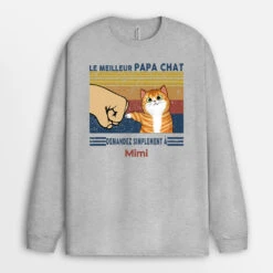 Manches Longues Le Meilleur Papa Chat Demandez Poing Personnalisé