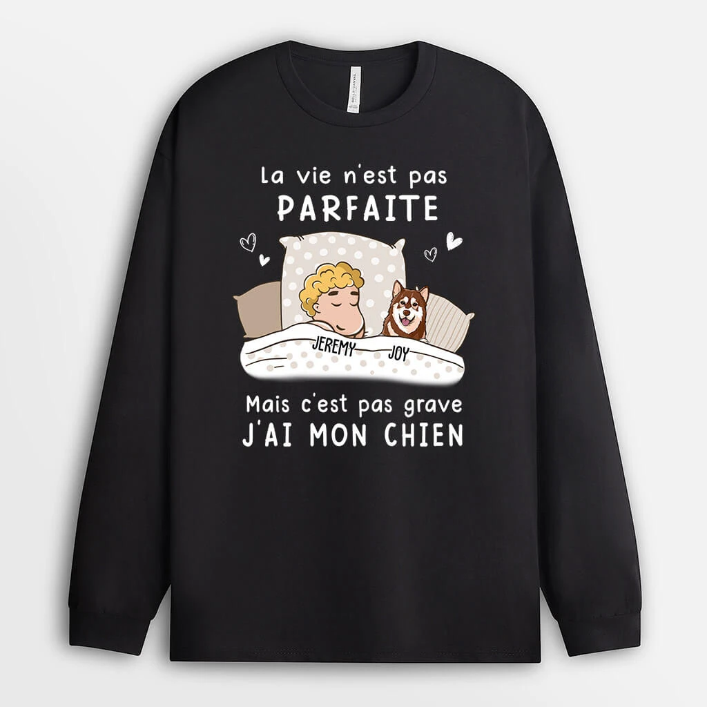 Manches Longues La Vie N‘est Pas Parfaite Chiens Personnalisé 4 Manches Longues La Vie N‘est Pas Parfaite Chiens Personnalisé – Image 2