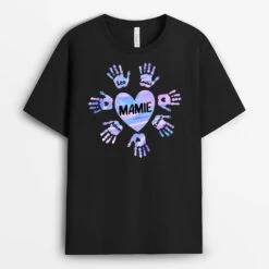T-shirt Le Cœur De Mamie Maman Mains Entourage Personnalisé