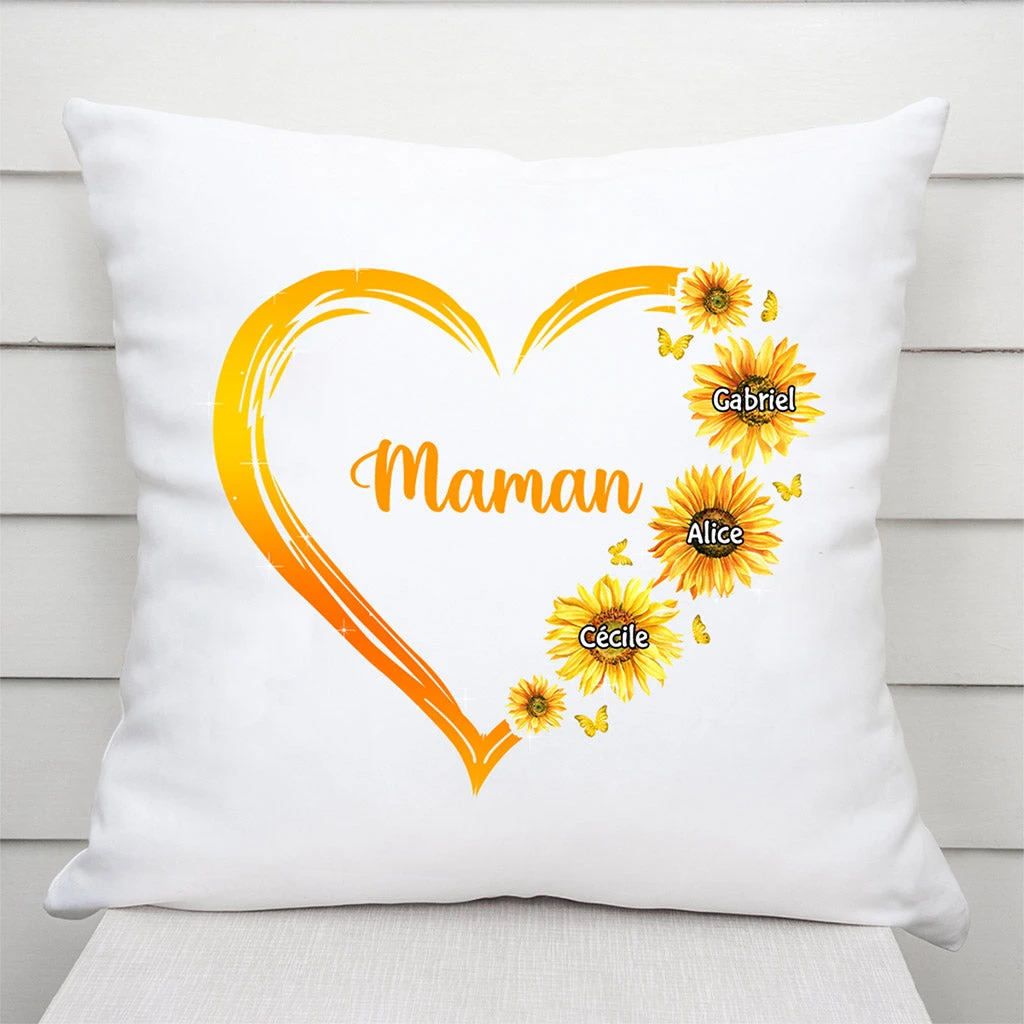 Coussin Le Cœur De Mamie, Maman Personnalisé 4 Coussin Le Cœur De Mamie, Maman Personnalisé – Image 2