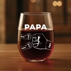 Verre À Vin Sans Pied Personnalisé Pour Papy - Avec Poings