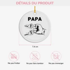 Ornement Céramique Personnalisé Pour Papy - Avec Poings -Cadeau Plus 0263OFR3 ornement ceramique personnalise pour papy avec poings 0263okl8b