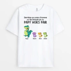 T-shirt Papa Hors Pair Version Dinosaures Personnalisé
