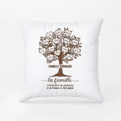 Coussin Famille Personnalisé Avec Arbre En Cœur Dessiné
