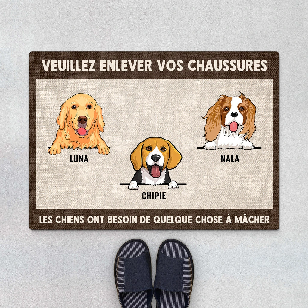 Veuillez Enlever Vos Chaussures - Paillasson Personnalisé Avec Chien 3 Veuillez Enlever Vos Chaussures - Paillasson Personnalisé Avec Chien