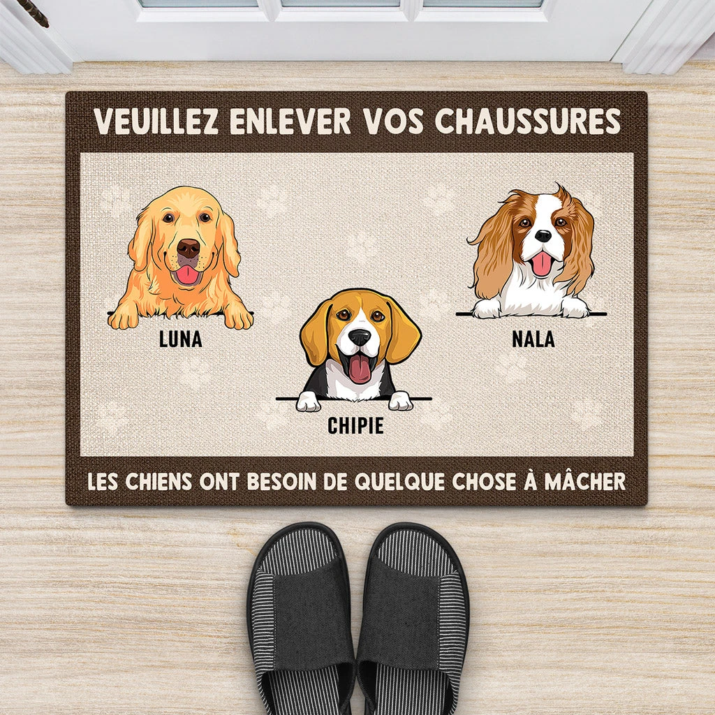 Veuillez Enlever Vos Chaussures - Paillasson Personnalisé Avec Chien 4 Veuillez Enlever Vos Chaussures - Paillasson Personnalisé Avec Chien – Image 2