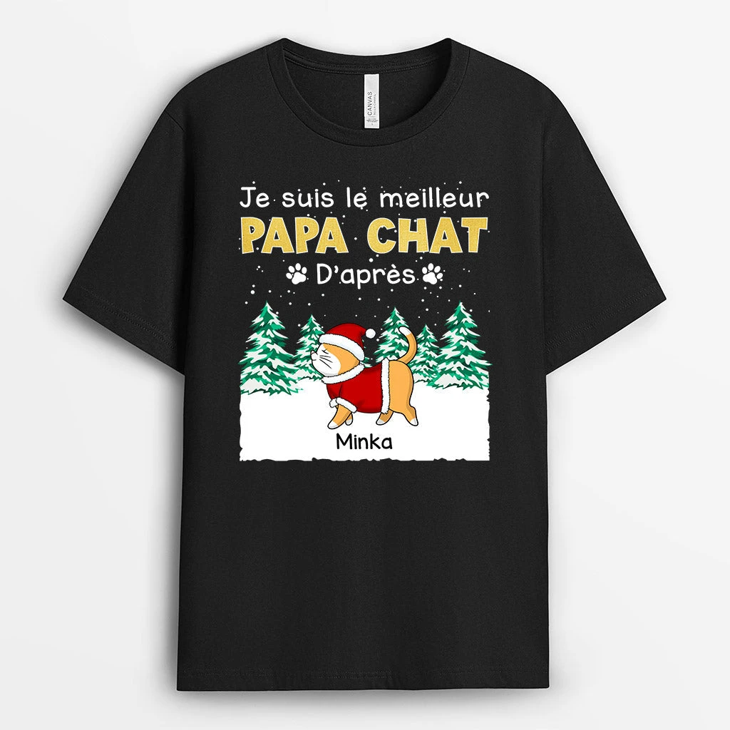 T-shirt Meilleur Papa/Meilleure Maman Chat Personnalisé 3 T-shirt Meilleur Papa/Meilleure Maman Chat Personnalisé
