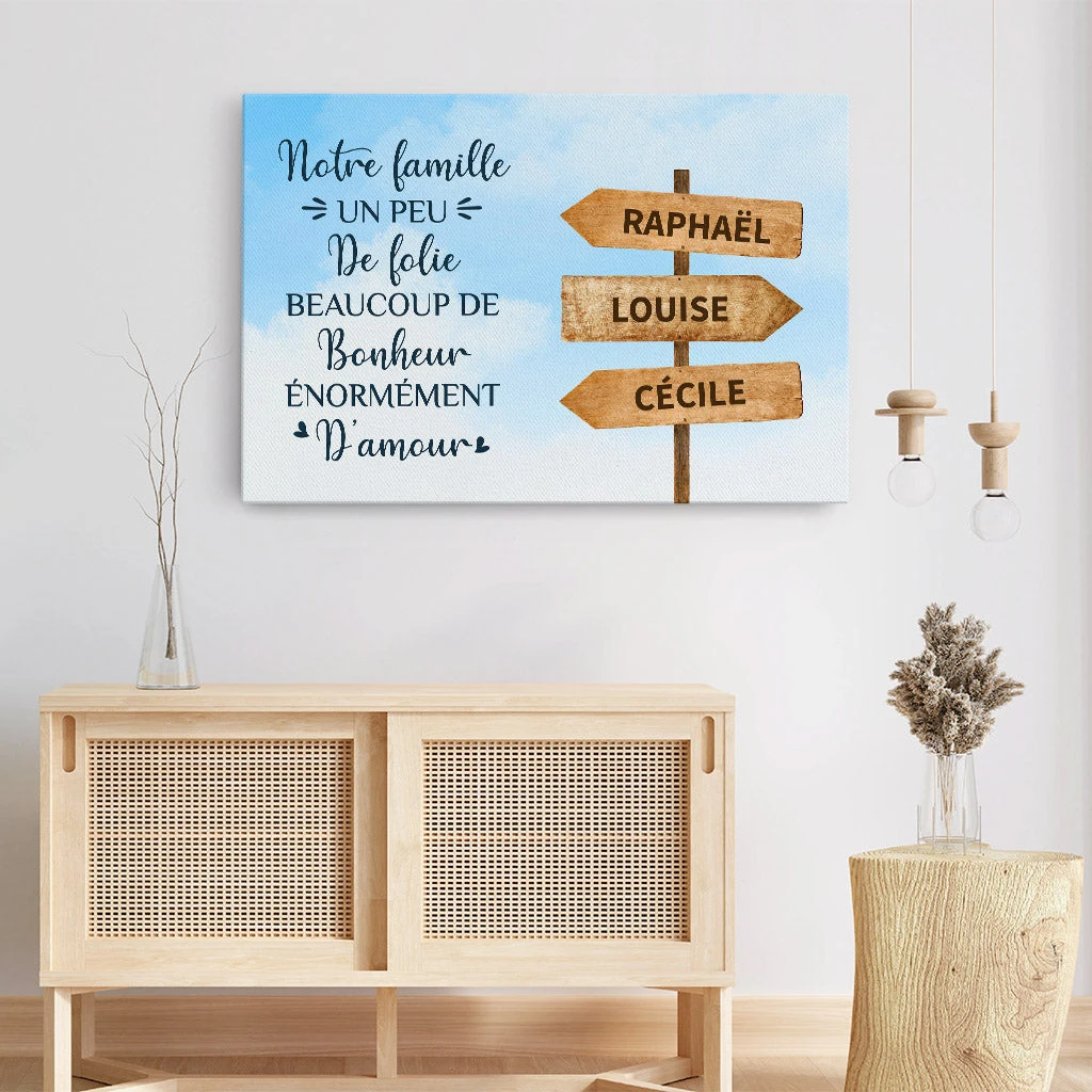 Toile Famille Folie Bonheur Amour Personnalisée 5 Toile Famille Folie Bonheur Amour Personnalisée – Image 3