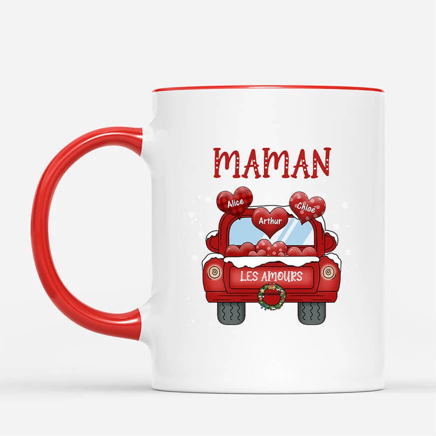 Mug Maman Mamie Voiture De Cœurs Personnalisé 4 Mug Maman Mamie Voiture De Cœurs Personnalisé – Image 2
