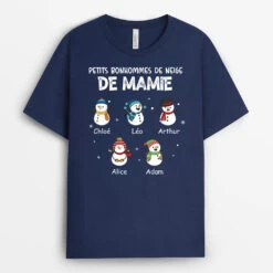 T-shirt Petits Bonhommes De Neige De Maman Mamie Personnalisé