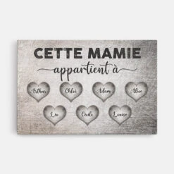 Cette Mamie Appartient À Avec Cœurs Vintage - Toile Personnalisée Pour Mamie