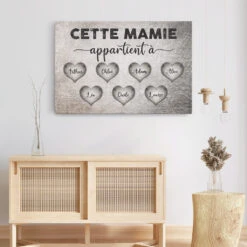 Cette Mamie Appartient À Avec Cœurs Vintage - Toile Personnalisée Pour Mamie -Cadeau Plus 0751Cfr3 Cadeau Personnalise Toile Mamie Maman b1292de4 a6cd 41d9 b0c9 d7a4ea4c46cf