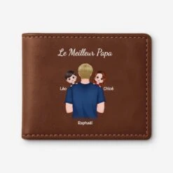 Portefeuille Cuir Personnalisé - Meilleur Papa Tournant Le Dos