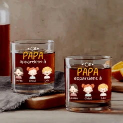 Verre À Whisky Personnalisé - Ce Papa Appartient À Version Pastel