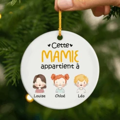 Ornement Céramique Personnalisé - Ce Papa Appartient À Version Pastel -Cadeau Plus 0827OFR2 ornement ceramique personnalise ce papa appartient a version pastel 0827o