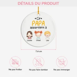 Ornement Céramique Personnalisé - Ce Papa Appartient À Version Pastel -Cadeau Plus 0827OFR3 ornement ceramique personnalise ce papa appartient a version pastel 0827o