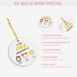 Ornement Céramique Personnalisé - Ce Papa Appartient À Version Pastel -Cadeau Plus 0827OFR4 ornement ceramique personnalise ce papa appartient a version pastel 0827o