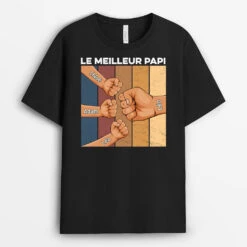 T-shirt Le Meilleur Papa Grand Père Poing Personnalisé