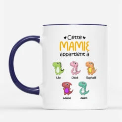 Mug Personnalisé Fete Des Grand Mere - Cette Mamie Appartient À - Cadeau Dinosaure
