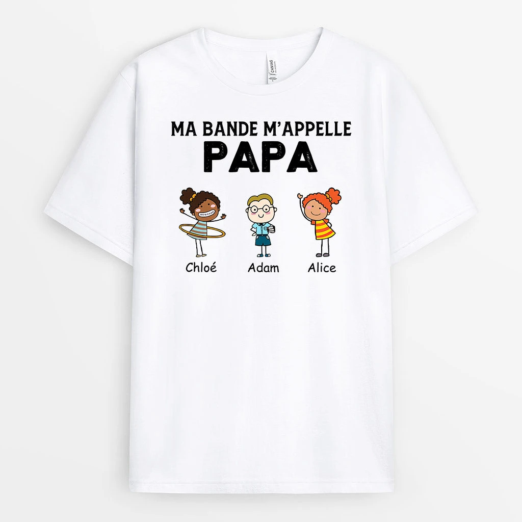 T-shirt Ma Bande M'Appelle Papa Papy Personnalisé 4 T-shirt Ma Bande M'Appelle Papa Papy Personnalisé – Image 2