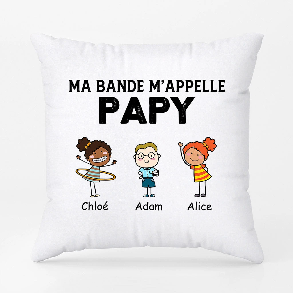 Coussin Ma Bande M'Appelle Papa Papy Personnalisé 3 Coussin Ma Bande M'Appelle Papa Papy Personnalisé