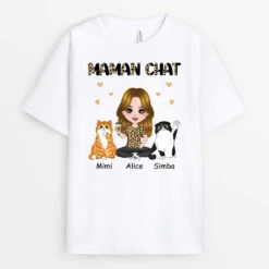T-shirt Maman Chat Léopard Café Personnalisé