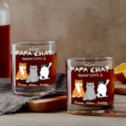 Verre À Whisky Personnalisé - Ce Papa Chat Appartient À