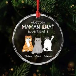 Ornement En Verre Personnalisé - Cette Maman Chat Appartient À
