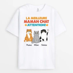 T-shirt Meilleure Maman Chat Meilleur Papa Chat Personnalisé -Cadeau Plus 0943AFR1 Cadeau Personnalise T shirt Meilleure Amoureux des chats