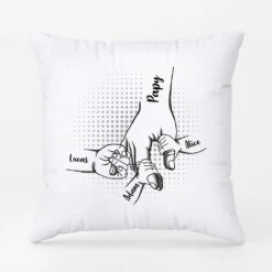 Coussin Papa Et Enfants Main Dans La Main Personnalisé -Cadeau Plus 0945PFR2 Cadeau Personnalise Coussin Papa Papi