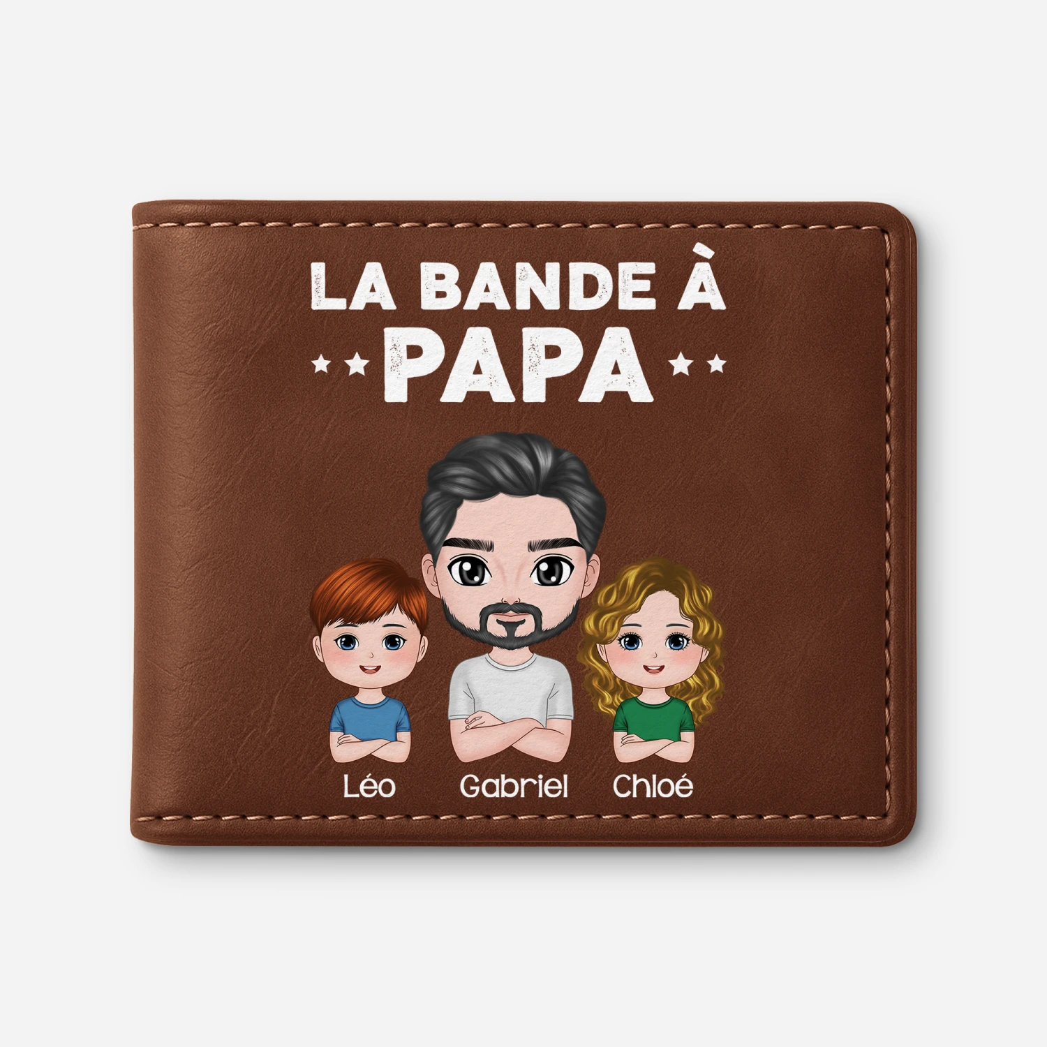 Portefeuille Cuir Personnalisé - La Bande À Papa - Design Cartoon 3 Portefeuille Cuir Personnalisé - La Bande À Papa - Design Cartoon