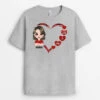 T-shirt Le Cœur De Maman Mamie Portrait Personnalisé -Cadeau Plus 0963AFR2 Cadeau Personnalise T shirt Coeur Maman Mamie