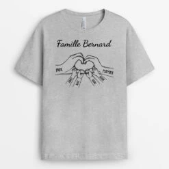 T-shirt Famille Mains En Cœur Personnalisé