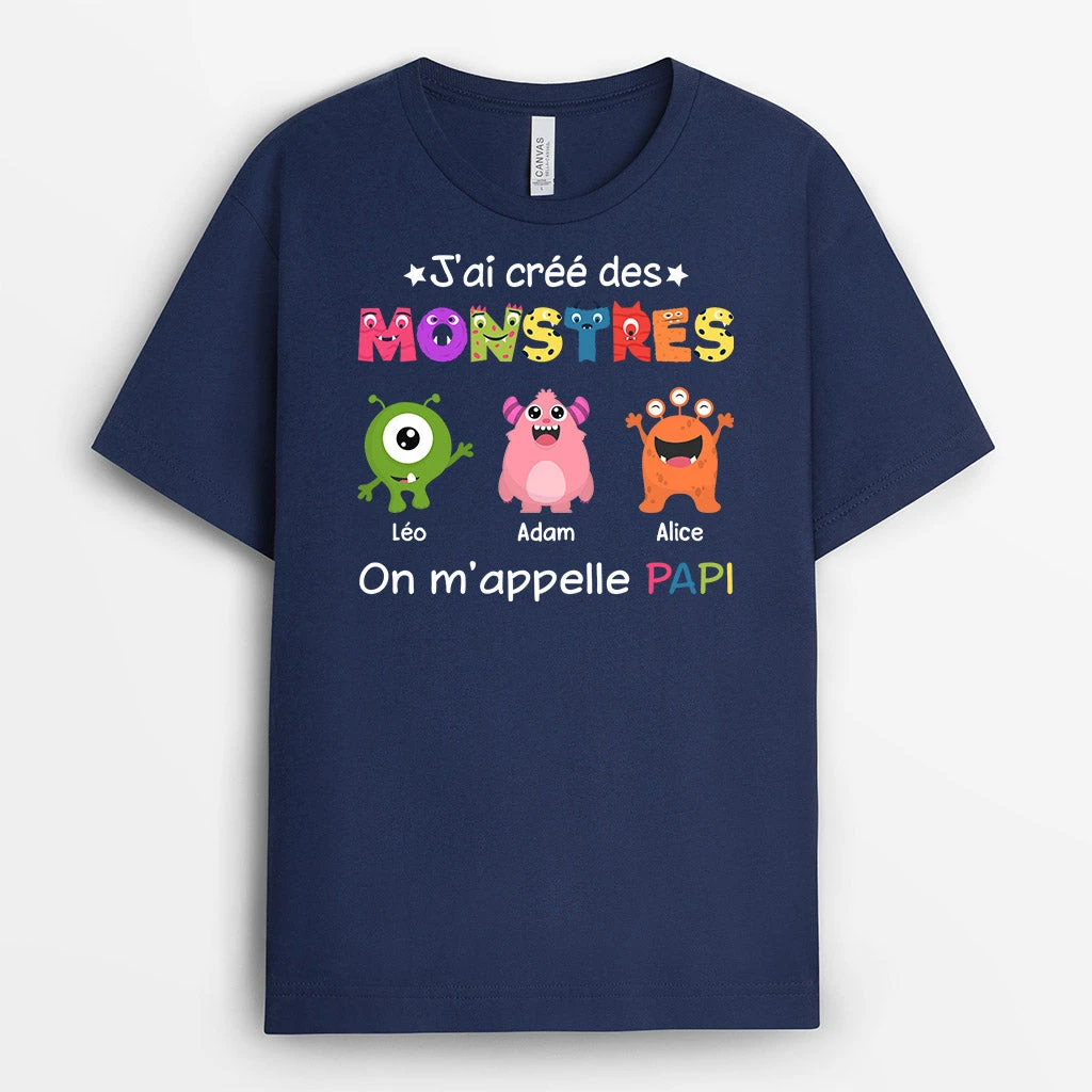 T-shirt J'ai Crée Des Monstres On M'appelle Papa Personanlisé 4 T-shirt J'ai Crée Des Monstres On M'appelle Papa Personanlisé – Image 2