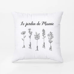 Coussin Le Jardin De Maman Dessin Au Crayon Personnalisé -Cadeau Plus 0985PFR1 Cadeau Personnalise Coussin Jardin Maman Mamie