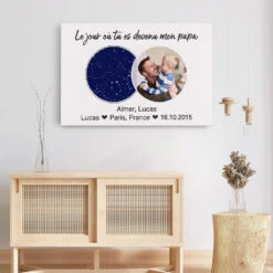 Toile Le Jour Où Tu Es Devenu Mon Papa Personnalisée -Cadeau Plus 1030CFR3 Cadeau Personnalise Toile Jour Papa Papi