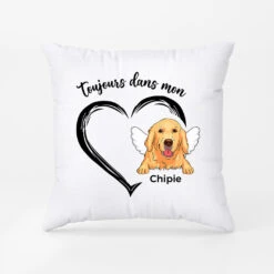 Coussin Toujours Dans Mon Coeur Chien Personnalisé - Cadeau Commémoratif De Décès D'un Chien