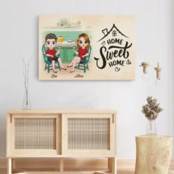Toile Home Sweet Home Personnalisée -Cadeau Plus 1077CFR3 Cadeau Personnalise Toile Home Sweet Home Famille