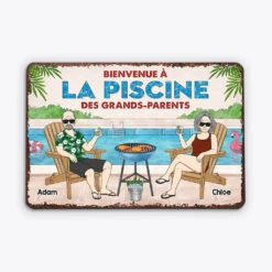 Plaque Bienvenue Piscine Grands-parents Personnalisée