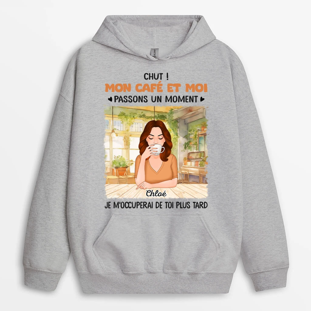 Sweat à Capuche Mon Café Et Moi Personnalisé 3 Sweat à Capuche Mon Café Et Moi Personnalisé