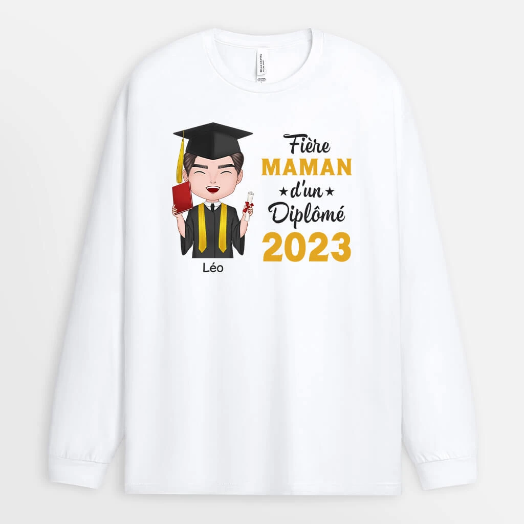 Manches Longues Fière Maman Fier Papa D'un Diplômé Personnalisé 3 Manches Longues Fière Maman Fier Papa D'un Diplômé Personnalisé