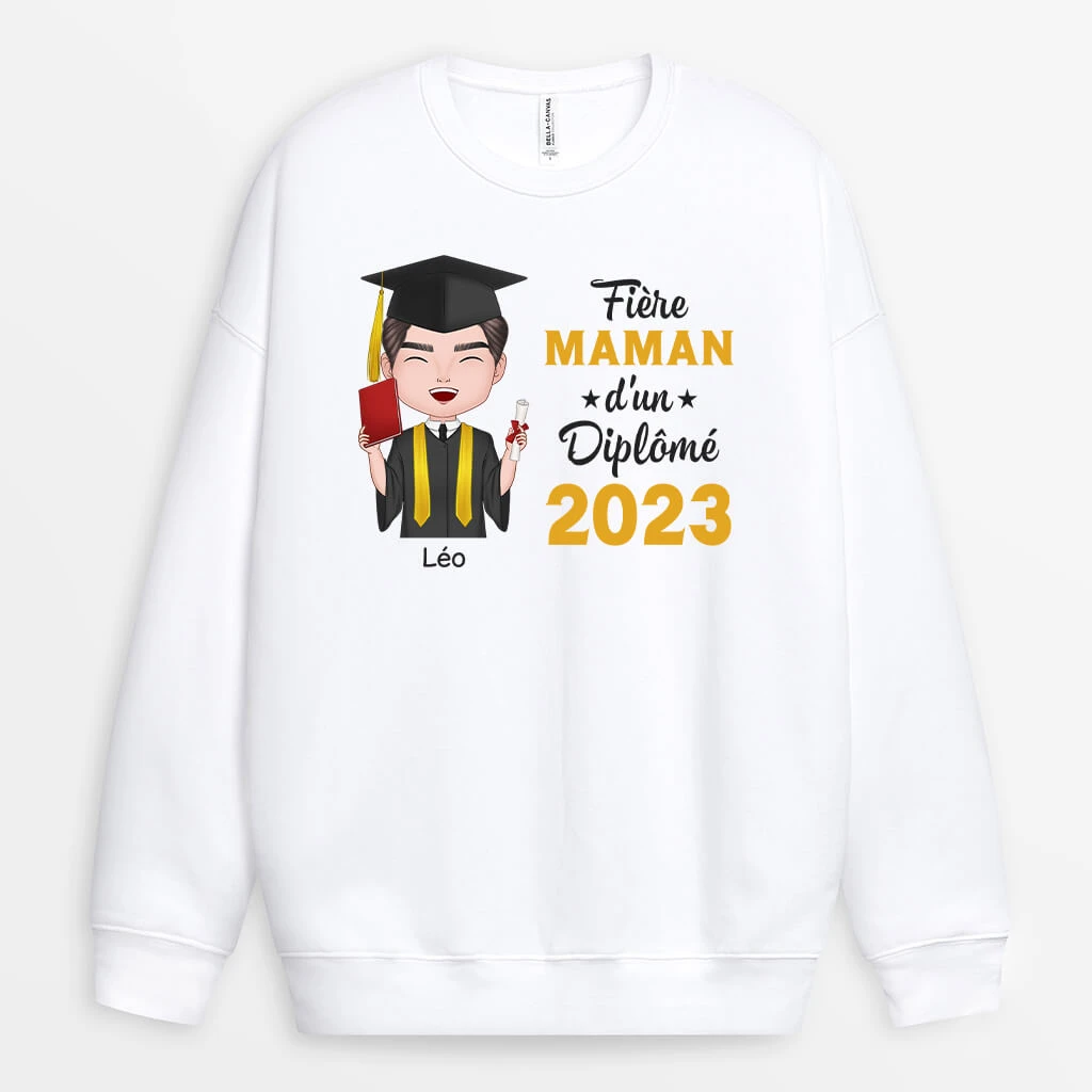 Sweatshirt Fière Maman Fier Papa D'un Diplômé Personnalisé 3 Sweatshirt Fière Maman Fier Papa D'un Diplômé Personnalisé
