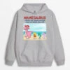 Sweat à Capuche Mamansaurus Mamiesaurus La Plage Personnalisé -Cadeau Plus 1139HFR2 Cadeau Personnalise Sweat a Capuche Plage Saurus Maman Mamie