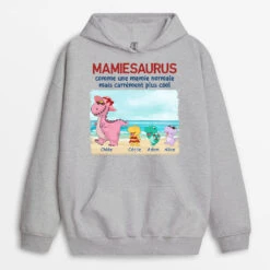 Sweat à Capuche Mamansaurus Mamiesaurus La Plage Personnalisé