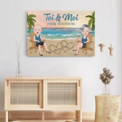 Toile Toi Et Moi Pour Toujours Été Couple Sur La Plage Personnalisée -Cadeau Plus 1143CFR3 Cadeau Personnalise Toile Toi Moi Toujours Ete Couple